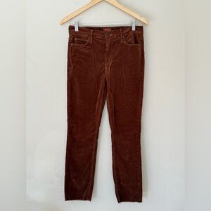 MOTHER Mid Rise Dazzler Ankle Corduroy Pants Brown Skinny Fall Chic 28